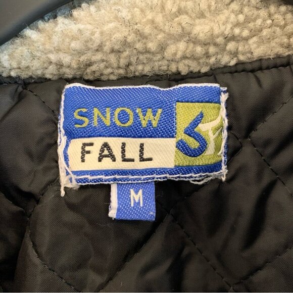 Snow Falls Jacket Womens Medium Grey Beige Corduroy Quilted Lined Sherpa Collar - Picture 9 of 11